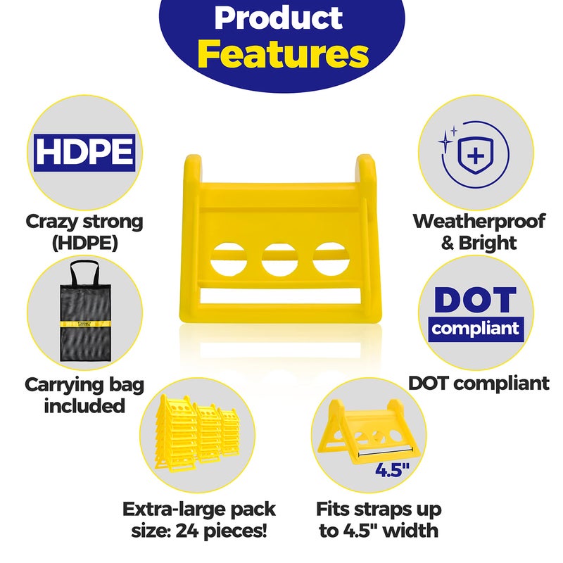 Storage Standard 24 Pack Edge Corner Protector With Carrying Case for Flatbed Cargo Load Truck Shipping - 4 ' ' x 6 ' ' Winch Ratchet Straps Plastic Protectors Yellow - Image 4